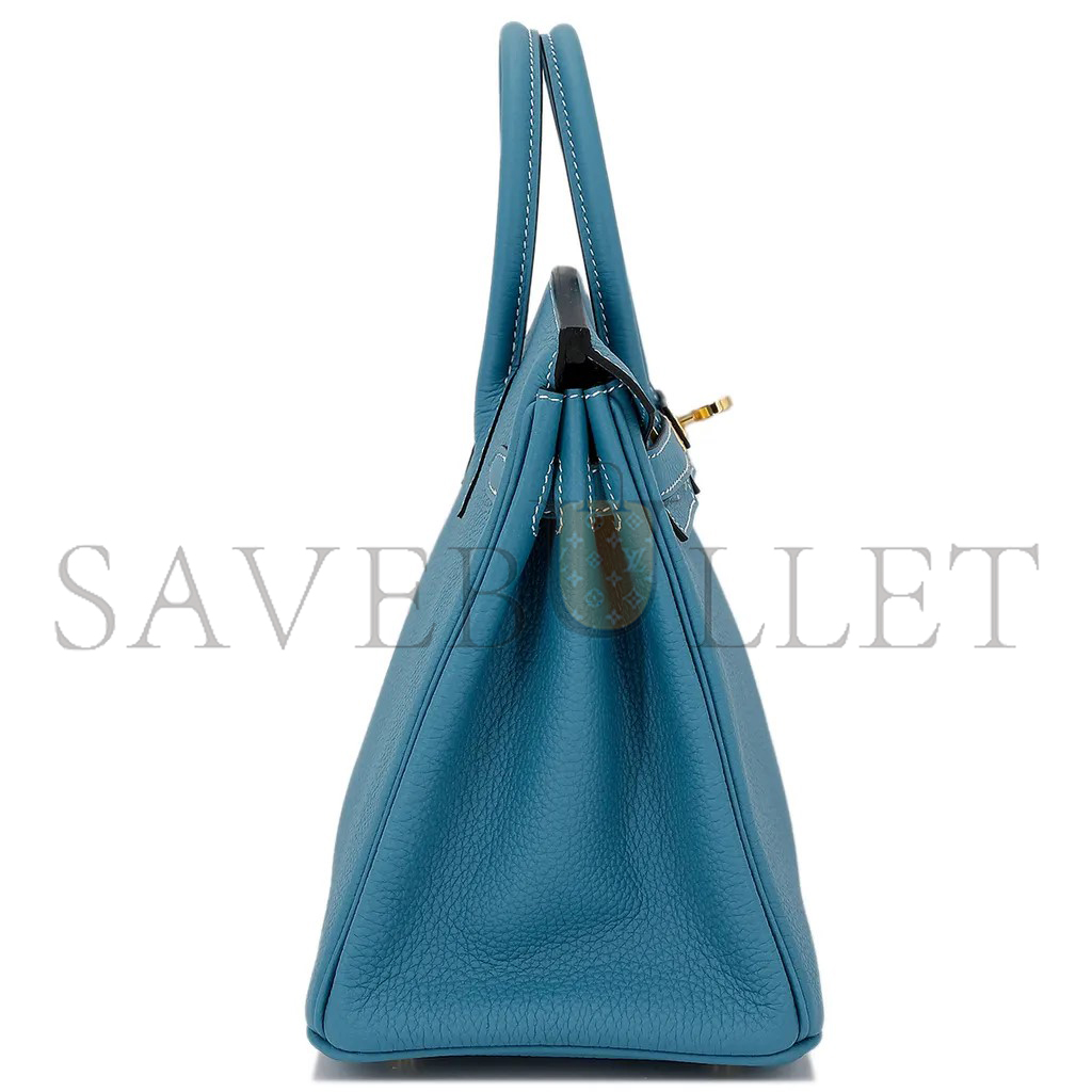 H**mes birkin 25 denim blue togo calfskin gold button 10099469 (25*20*13cm)