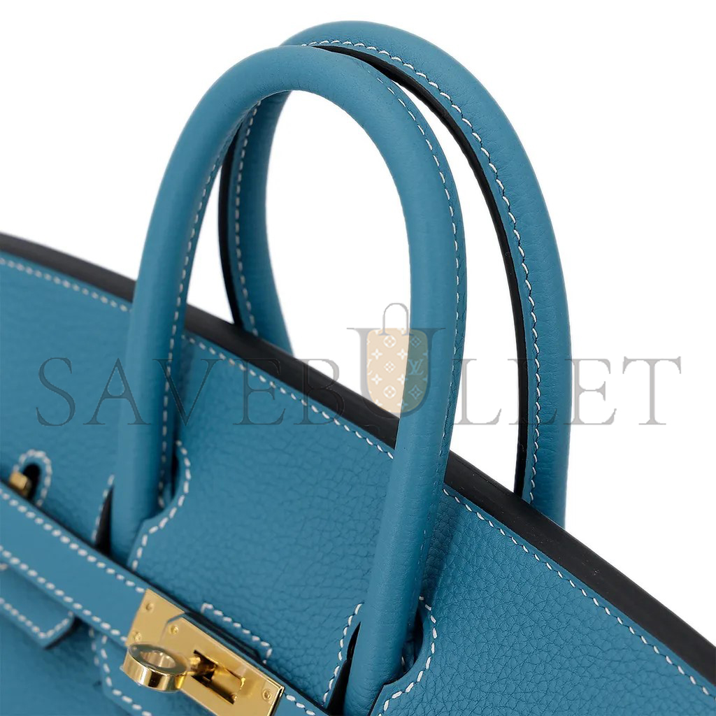 H**mes birkin 25 denim blue togo calfskin gold button 10099469 (25*20*13cm)