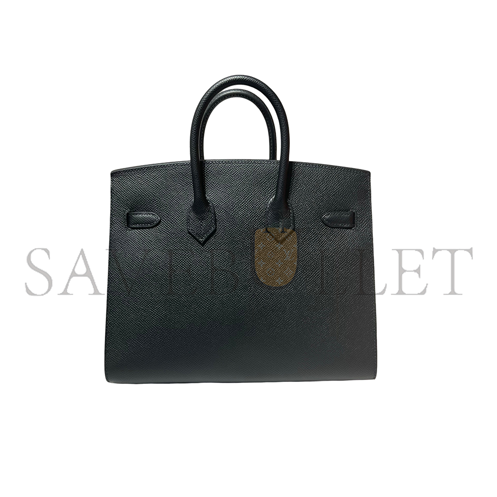 H**mes birkin 30 outer seam epsom leather ck89 noir black silver buckle 101329 (30*22*15cm)