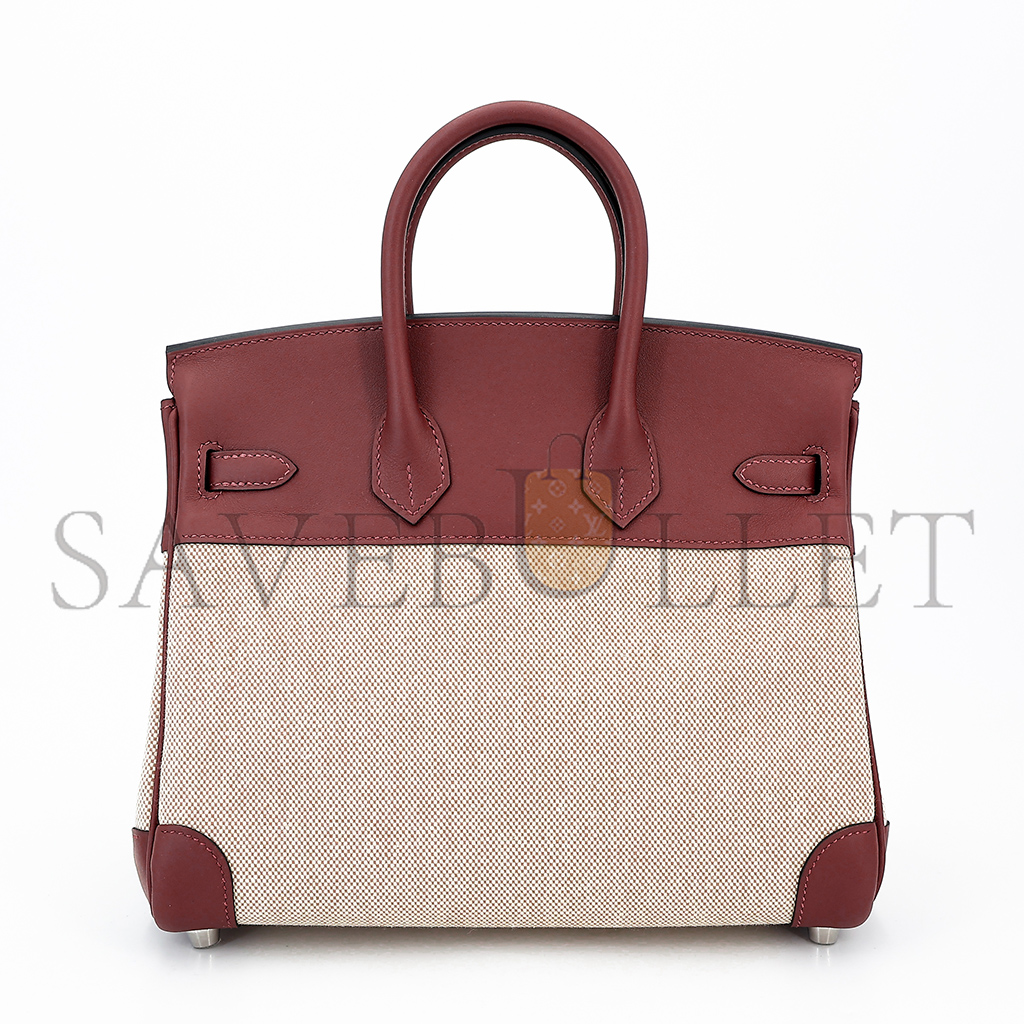 H**mes master birkin 25 leather canvas silver buckle bag 6192171144 (25*20*13cm)