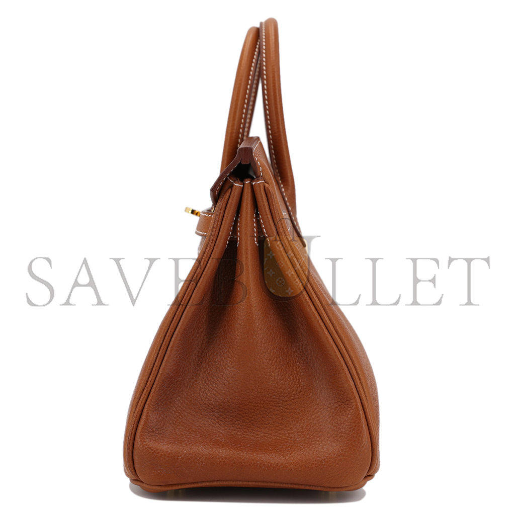 H**mes master birkin 25 saddle leather golden brown gold buckle bag 9012863189 (25*20*13cm)