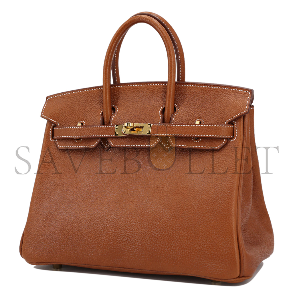H**mes birkin 25 saddle leather golden brown gold buckle bag 9012863189 (25*20*13cm)