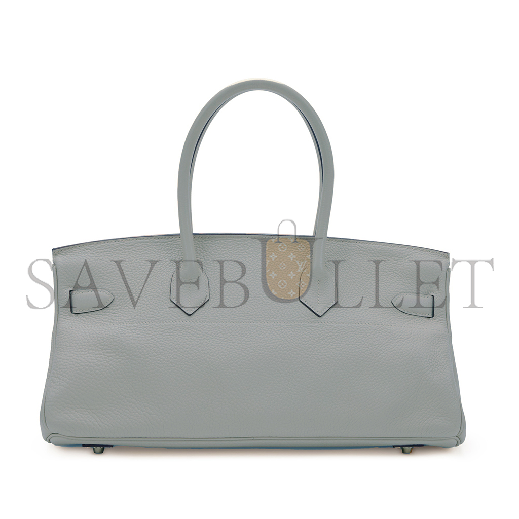 H**mes master shoulder birkin 42 pearl grey silver buckle bag 78603232 (42*21*16cm)