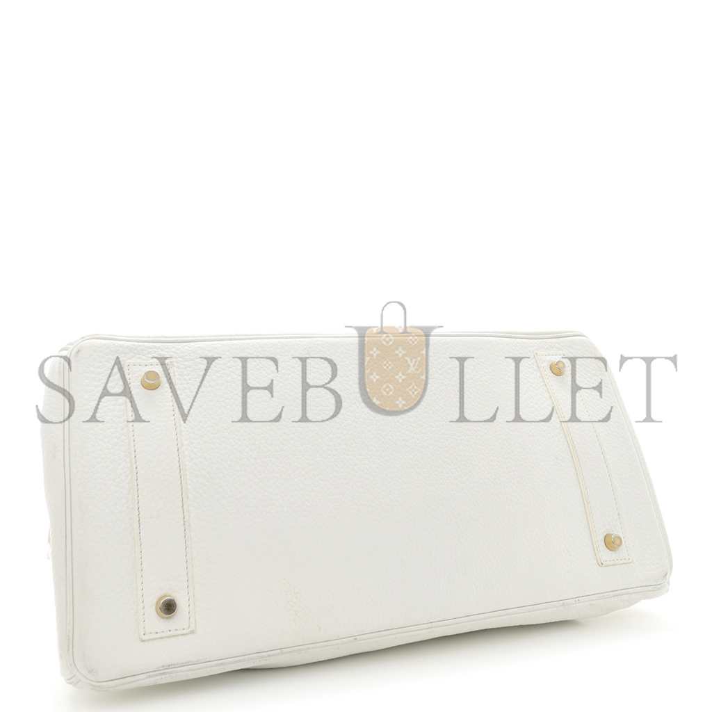 H**mes shoulder birkin 42 milkshake white gold buckle bag 1532462 (42*21*16cm)