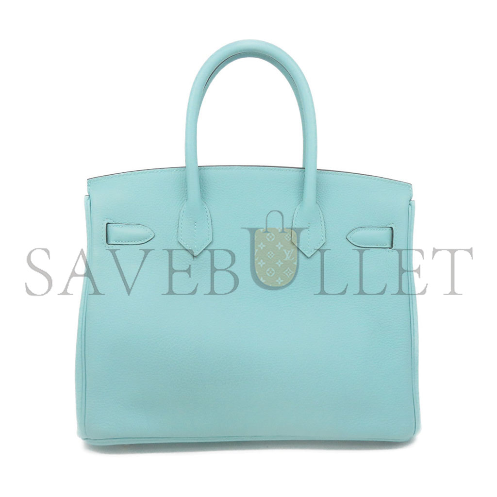 H**mes master birkin 30 togo leather macaron blue silver buckle bag 2160900331074 (30*20*13cm)