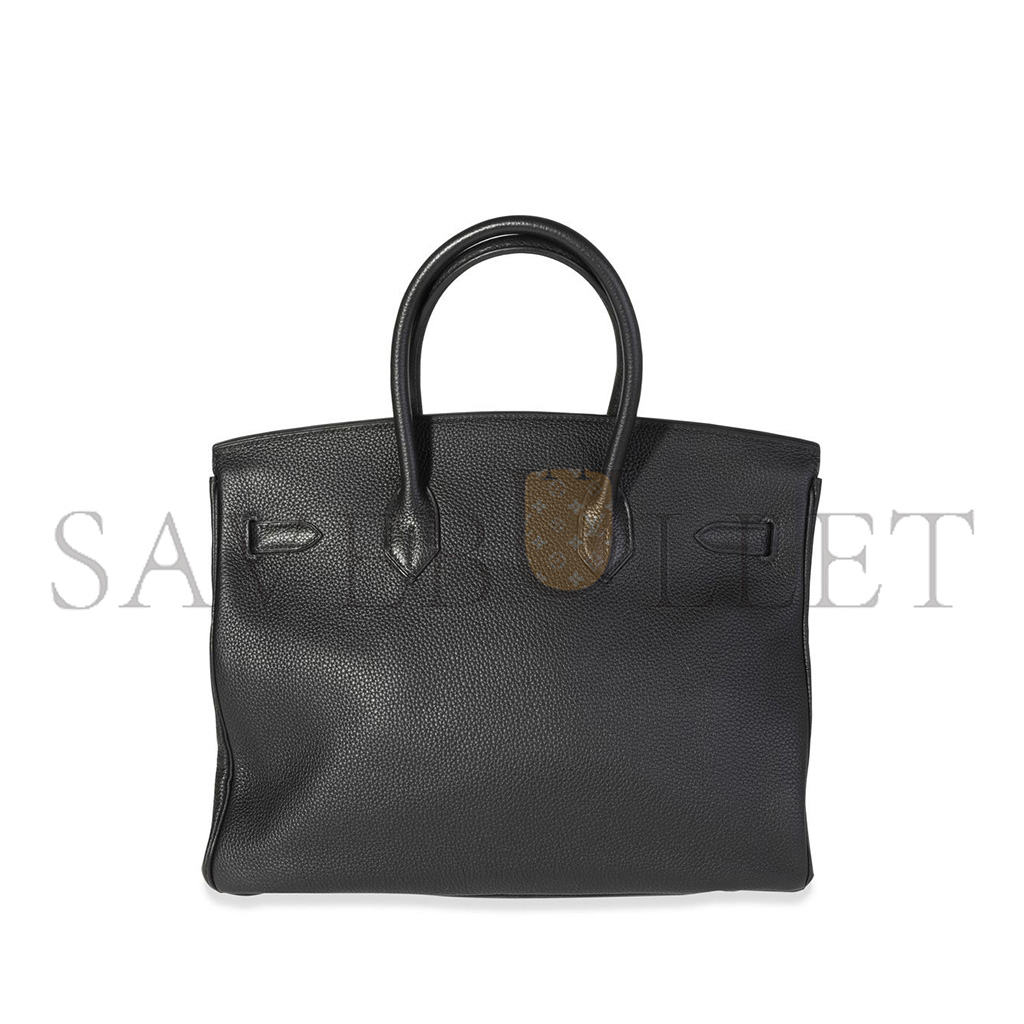 H**mes master birkin 35 togo black leather and silver buckle handbag 18494998 (35*25*18cm)