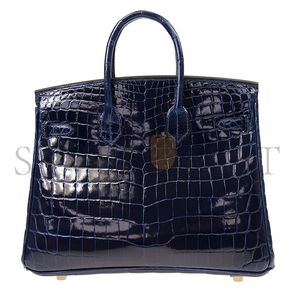 H**mes master birkin 25 crocodile leather sapphire blue gold buckle handbag bk2573scrocogpn (25*20*13cm)