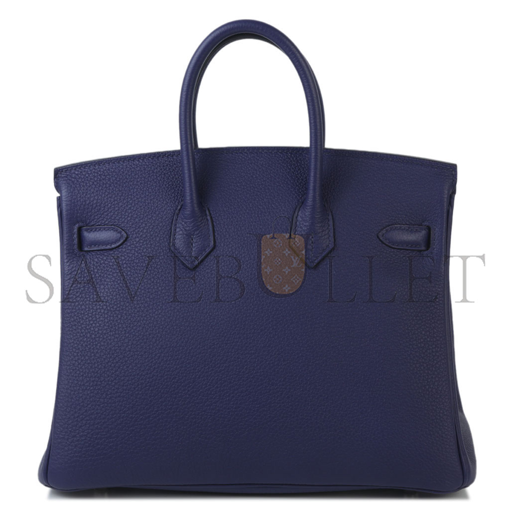 H**mes master birkin 25 officier 73 sapphire blue silver buckle 3038857128 (25*20*13cm)