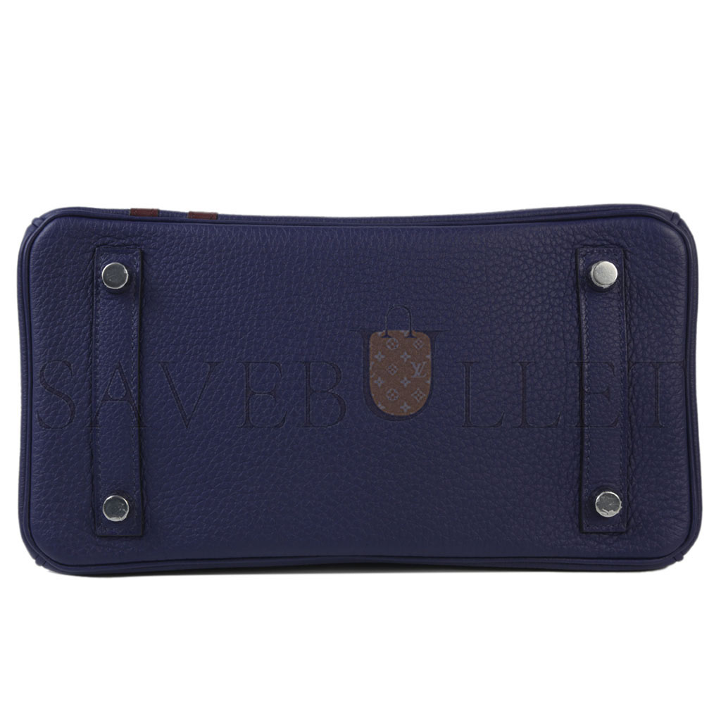 H**mes master birkin 25 officier 73 sapphire blue silver buckle 3038857128 (25*20*13cm)