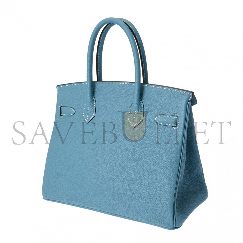 H**mes birkin 30 denim blue gold buckle bag 619577 (30*20*13cm)
