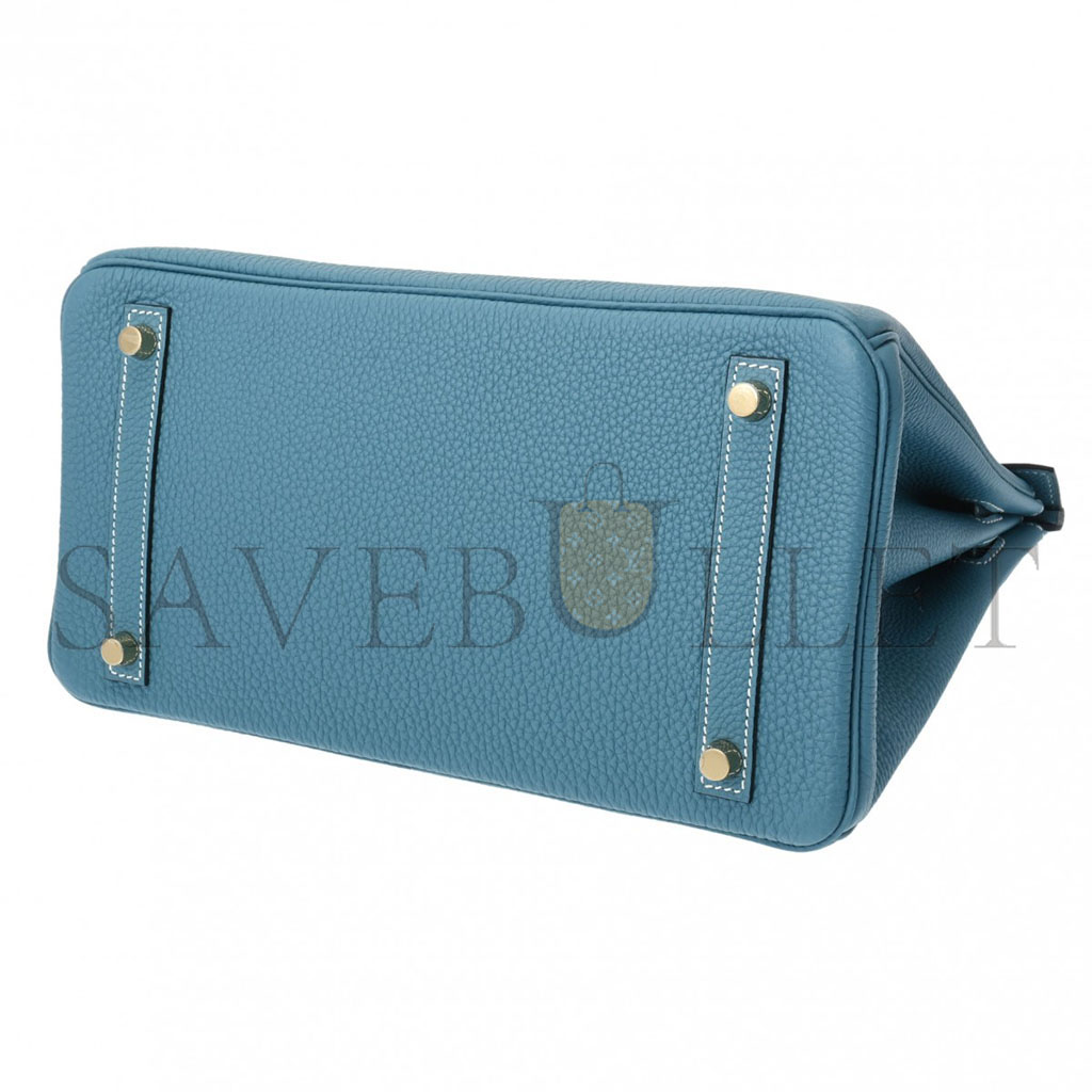 H**mes birkin 30 denim blue gold buckle bag 619577 (30*20*13cm)