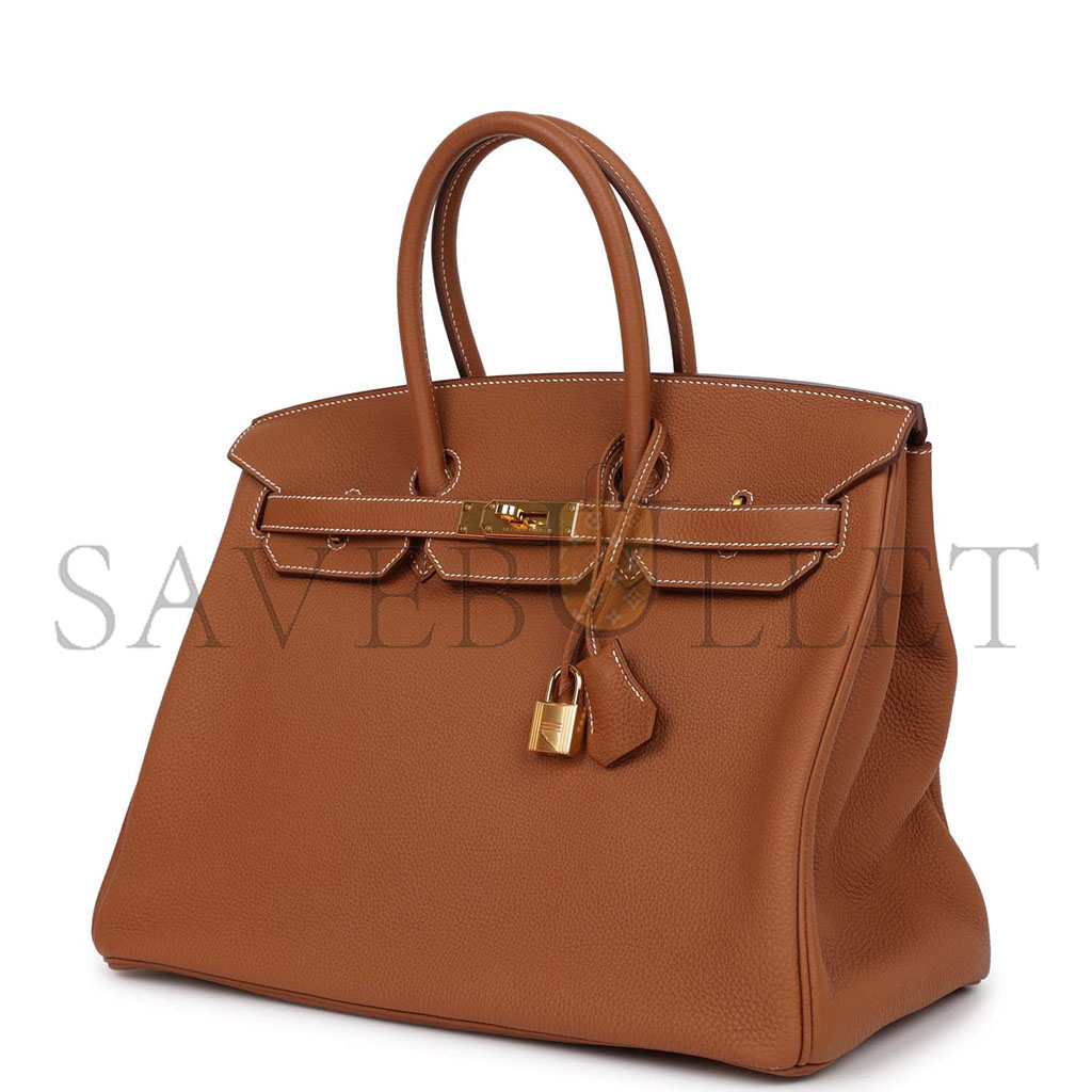 H**mes birkin 35 togo golden brown gold buckle bag 1900409 (35*25*18cm)