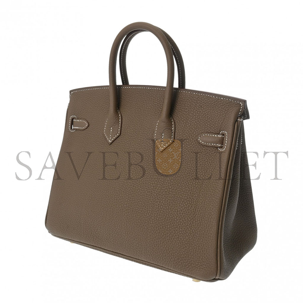 H**mes master birkin 25 togo leather elephant grey gold buckle bag h028369cc18 (25*20*13cm)