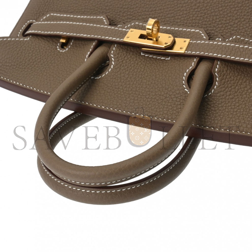 H**mes master birkin 25 togo leather elephant grey gold buckle bag h028369cc18 (25*20*13cm)