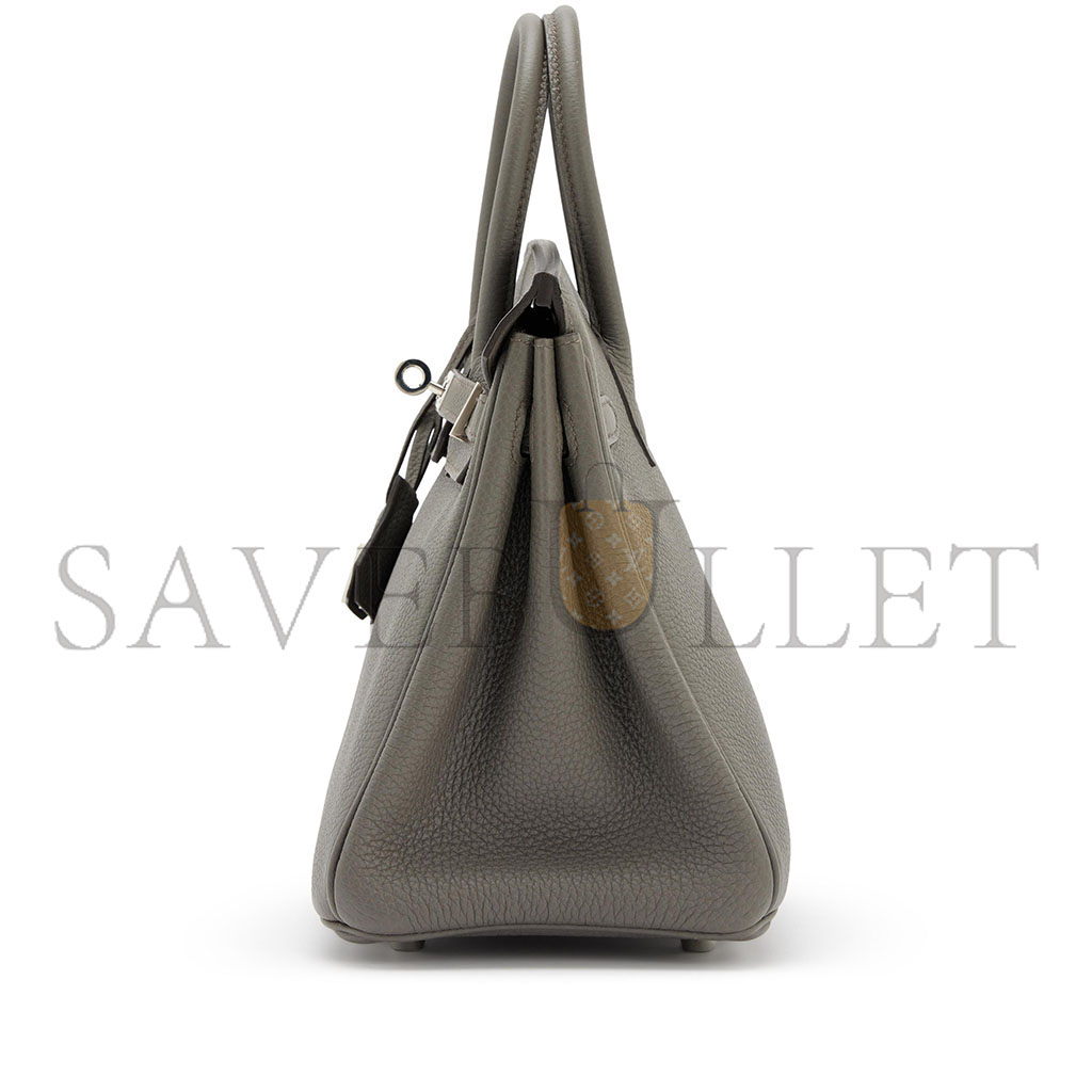 H**mes master birkin 25 togo leather pewter grey silver buckle bag bk258ftgss (25*20*13cm)