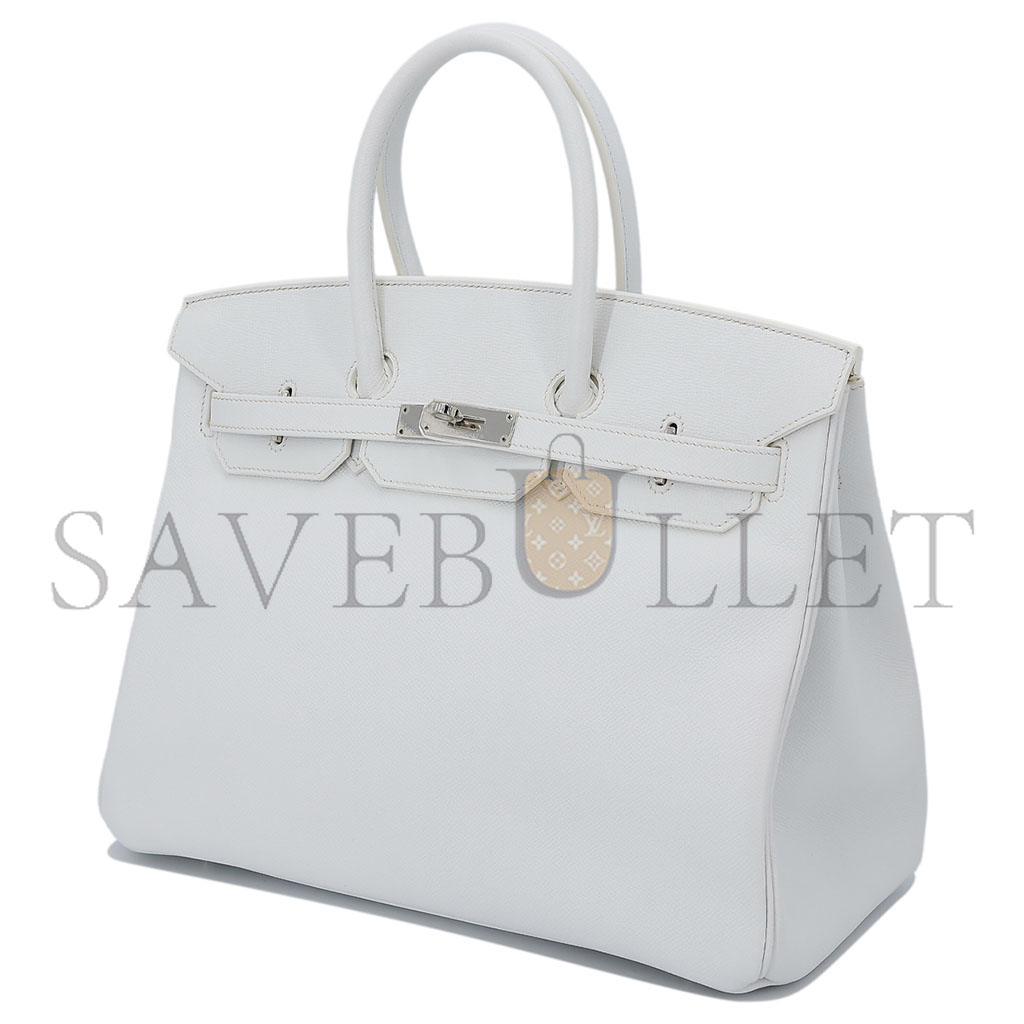 H**mes master birkin 35 togo leather white silver buckle bag h028369ck01 (35*28*18cm)