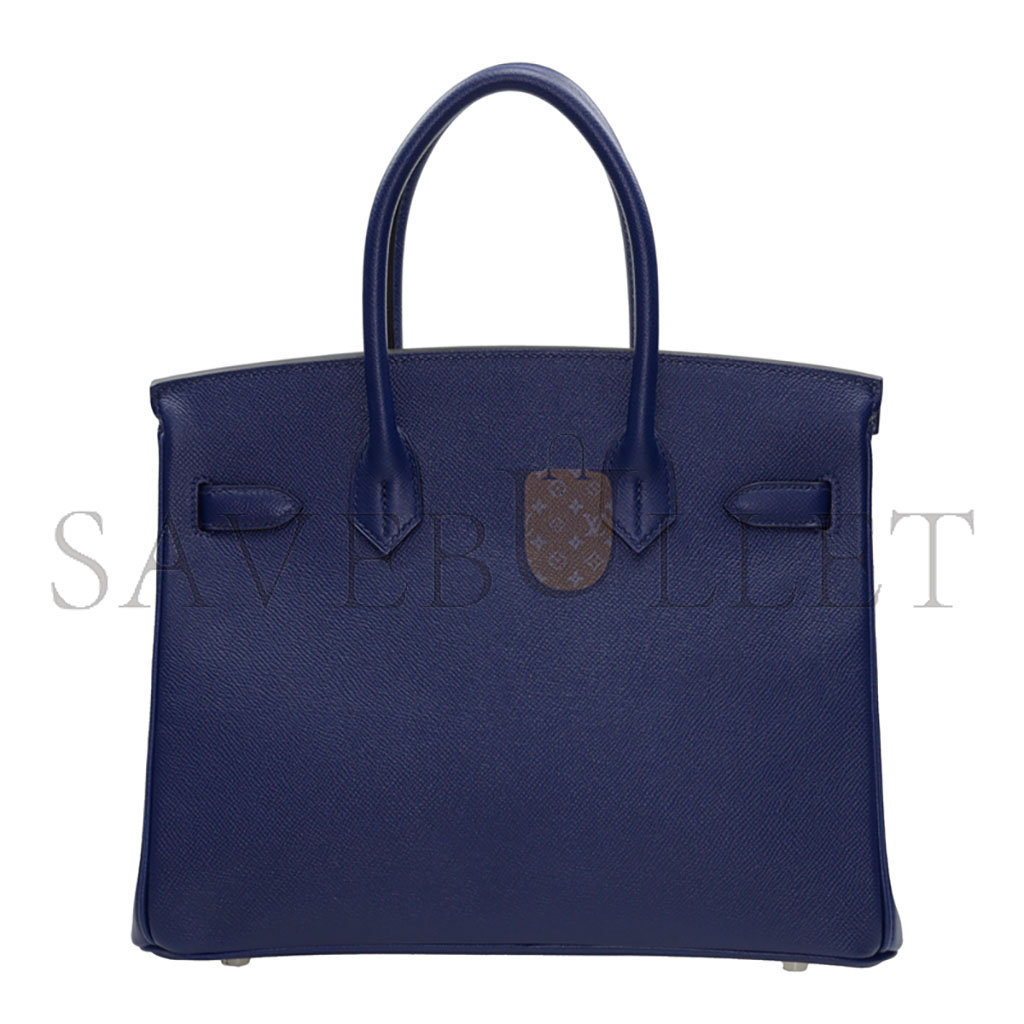 H**mes master birkin 30 togo leather royal blue silver buckle bk3073epss (30*23*15cm)