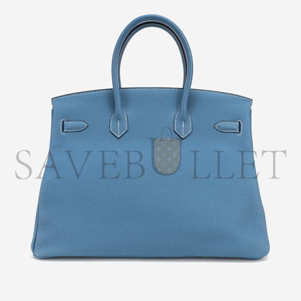 H**mes master birkin 35 togo blue jean silver buckle bag h028369ck75 (35*25*19cm)