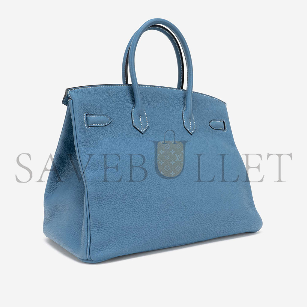 H**mes master birkin 35 togo blue jean silver buckle bag h028369ck75 (35*25*19cm)