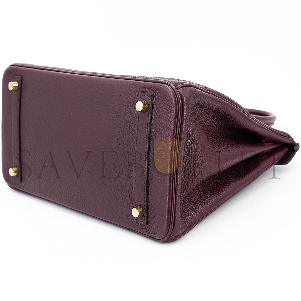 H**mes birkin 30 togo leather burgundy gold buckle bag 8575895581 (30*22*15cm)