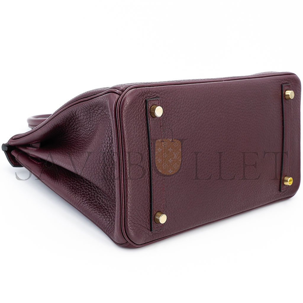 H**mes birkin 30 togo leather burgundy gold buckle bag 8575895581 (30*22*15cm)