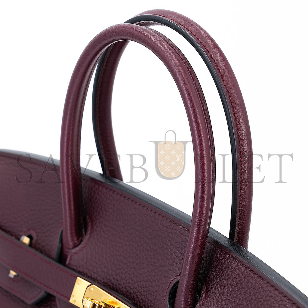 H**mes birkin 30 togo leather burgundy gold buckle bag 8575895581 (30*22*15cm)