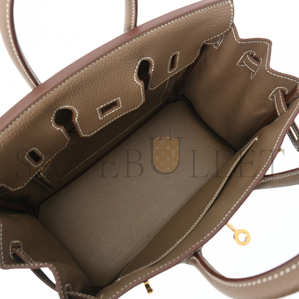 H**mes birkin 25 togo leather elephant grey gold buckle bag h028369cc18 (25*20*13cm)