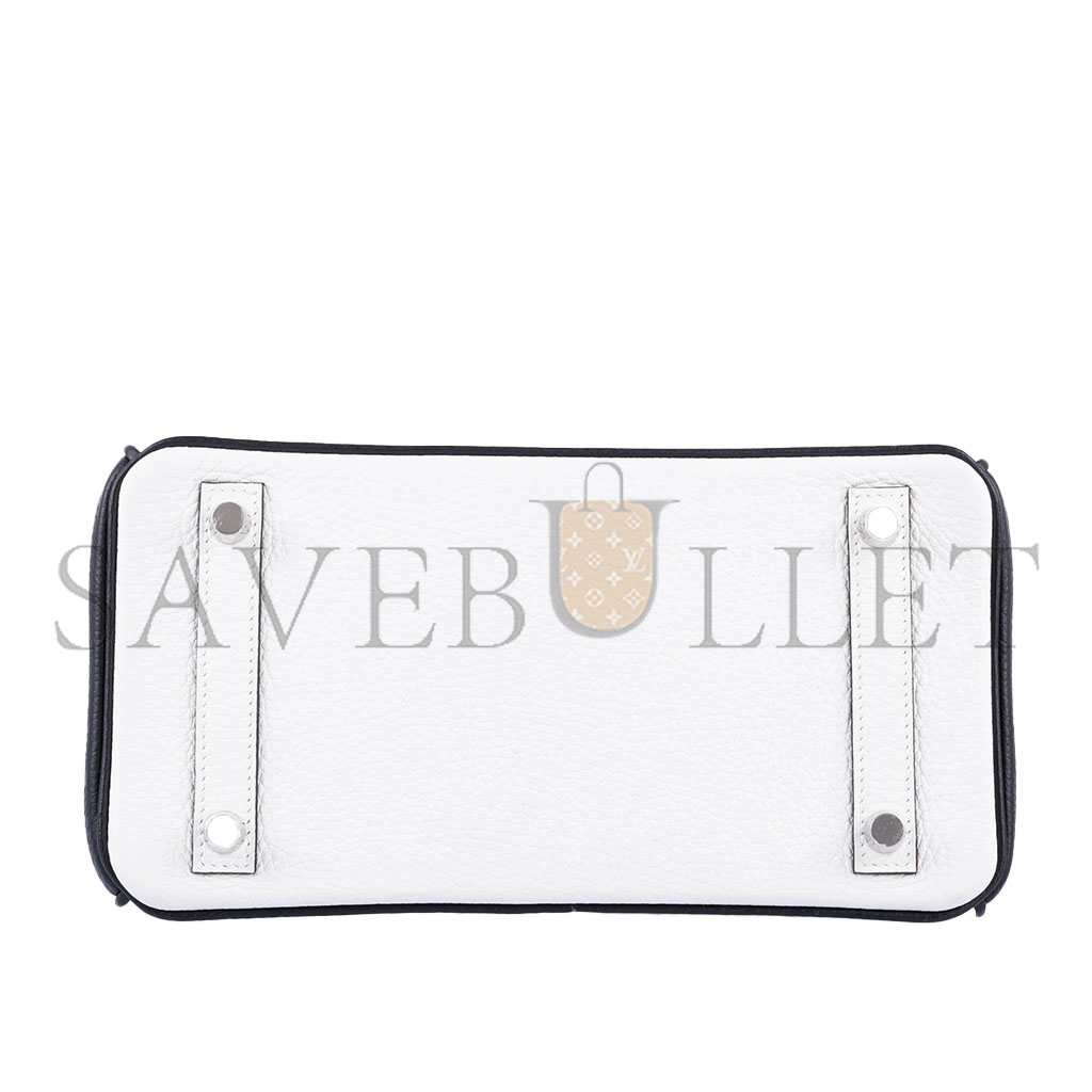 H**mes birkin 25 togo leather black and white silver buckle bag 1383601 (25*20*13cm)