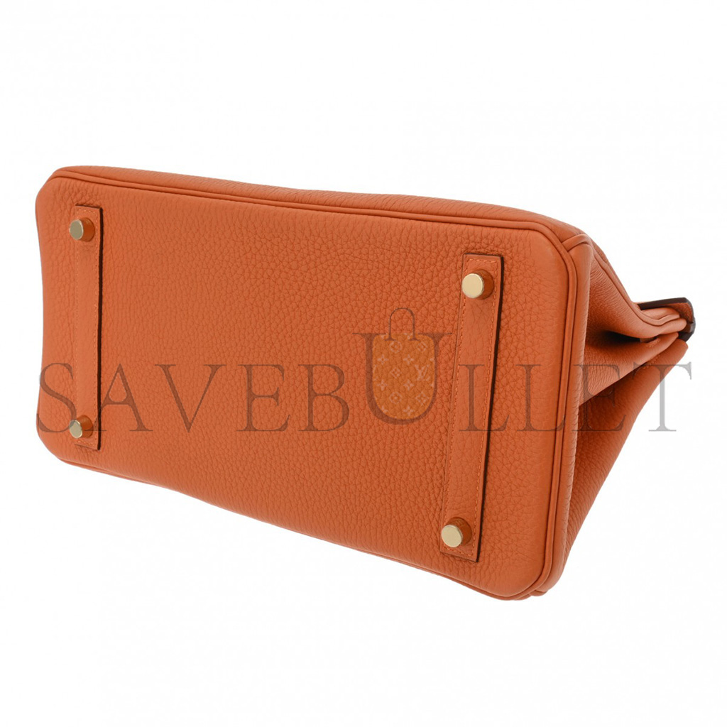 H**mes master birkin 30 togo leather orange gold buckle bag h028369cc83 (35*28*18cm)