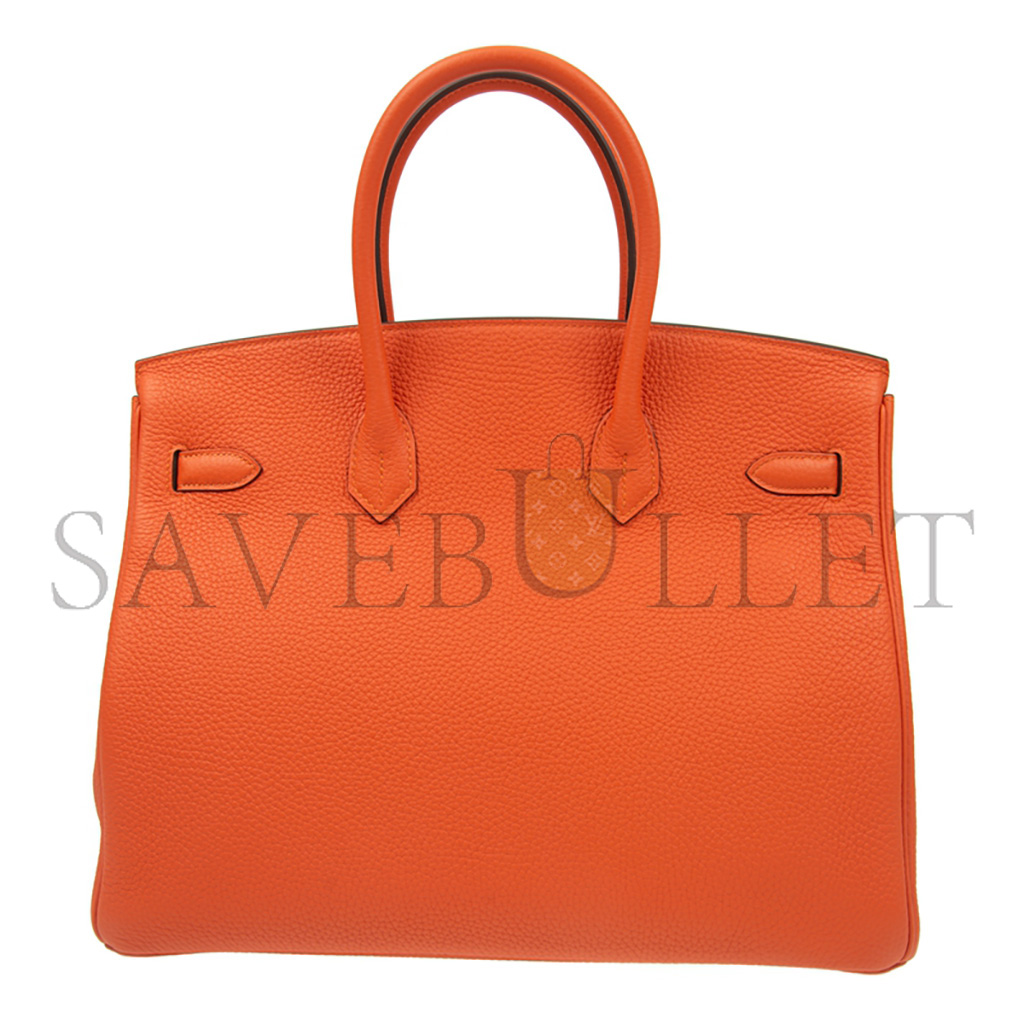 H**mes master birkin 25 togo leather orange silver buckle bag 521791 (25*20*13cm)