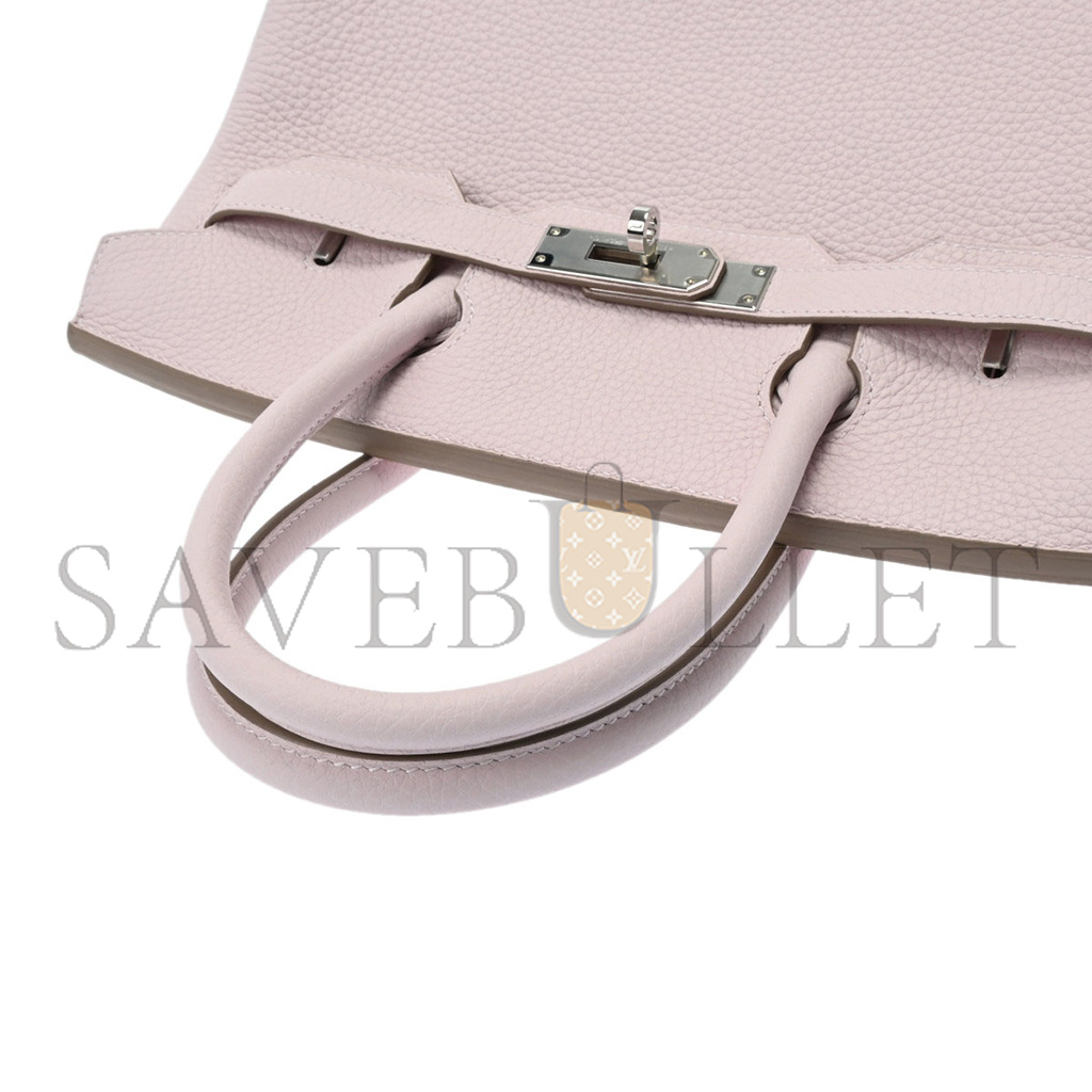 H**mes master barkin 30 togo leather pink silver buckle bag 550321 (30*23*15cm)