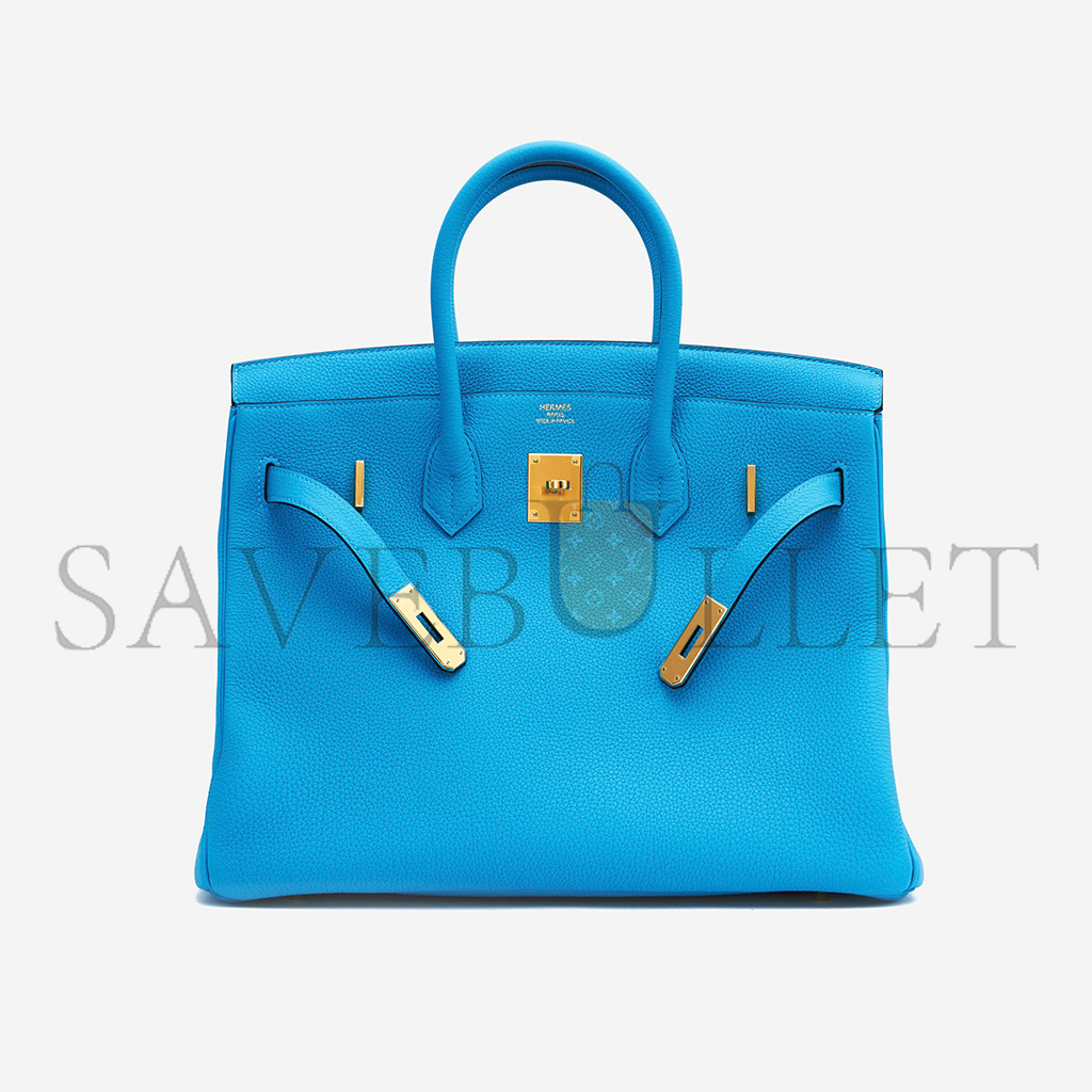 H**mes master birkin 25 togo leather blue gold buckle bag msbk2300910 (25*20*13cm)