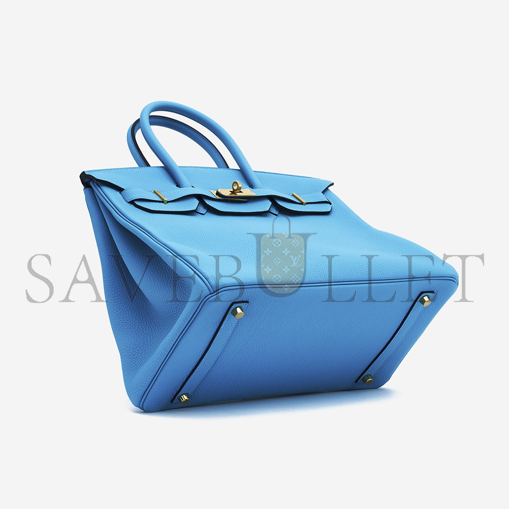 H**mes master birkin 25 togo leather blue gold buckle bag msbk2300910 (25*20*13cm)