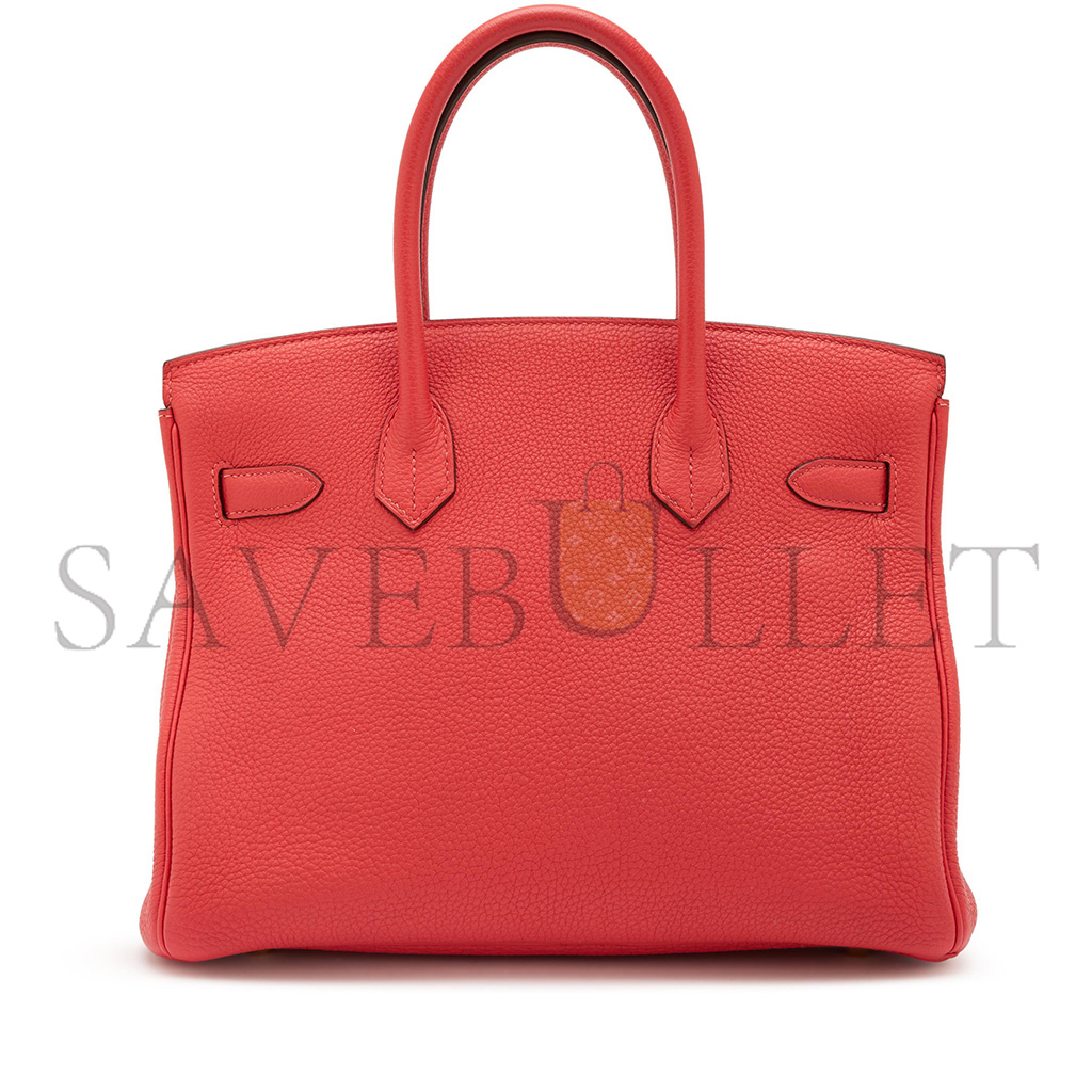 H**mes master birkin 25 togo leather red gold buckle bag 7622672931 (25*20*13cm)