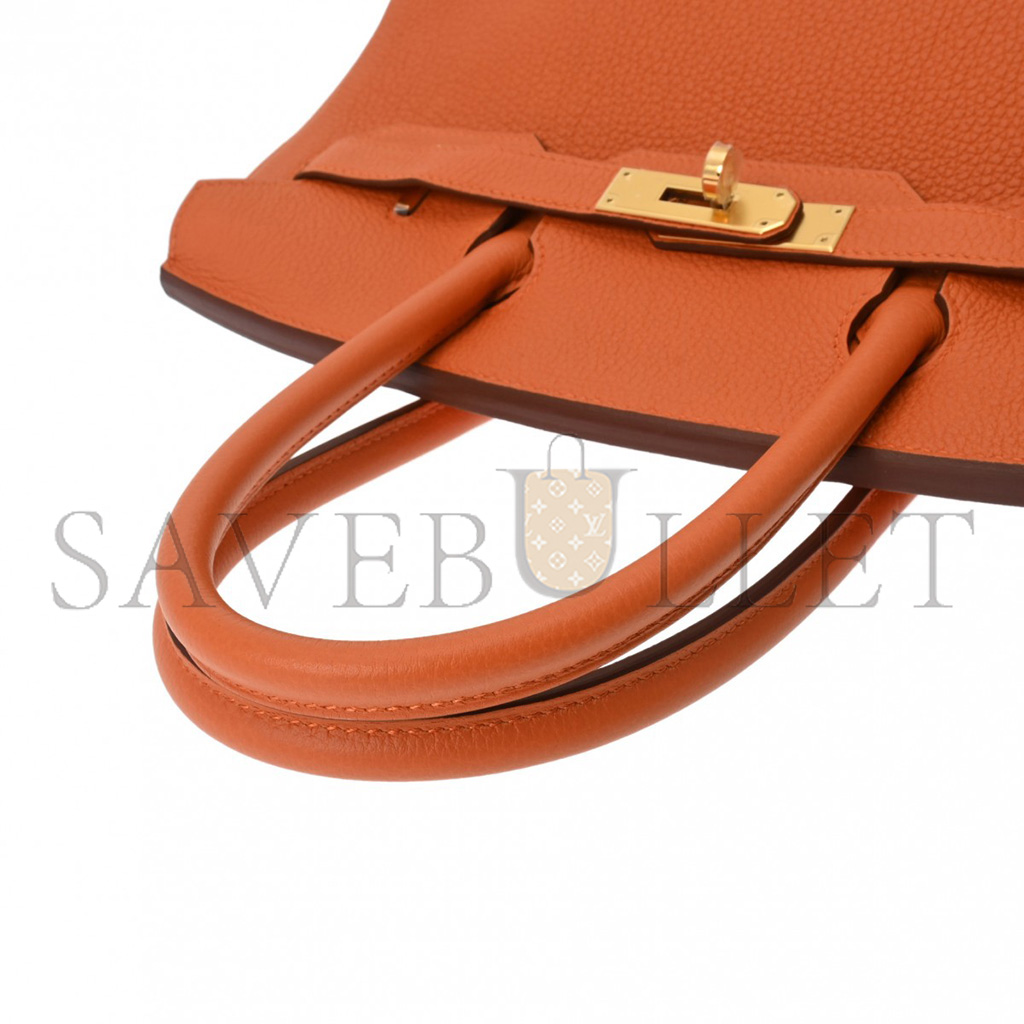 H**mes birkin 30 togo leather orange gold buckle bag h028369cc83 (35*28*18cm)