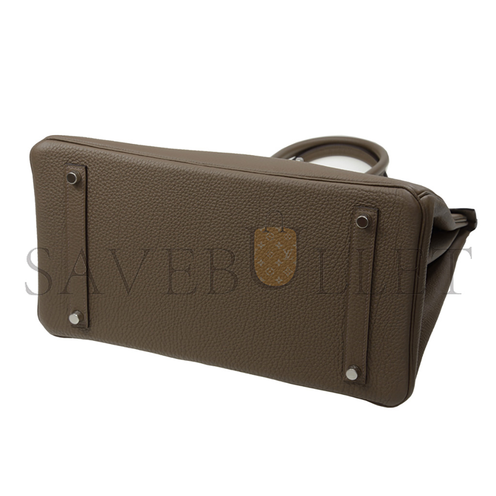 H**mes birkin 35 togo leather trench coat grey and silver buttons bag bk3516tgss (35*28*18cm)