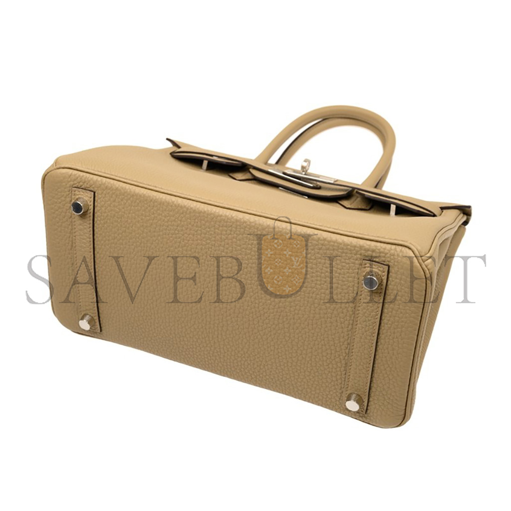 H**mes birkin 30 togo leather milk tea color silver buckle bag bk308qtgss (30*23*15cm)