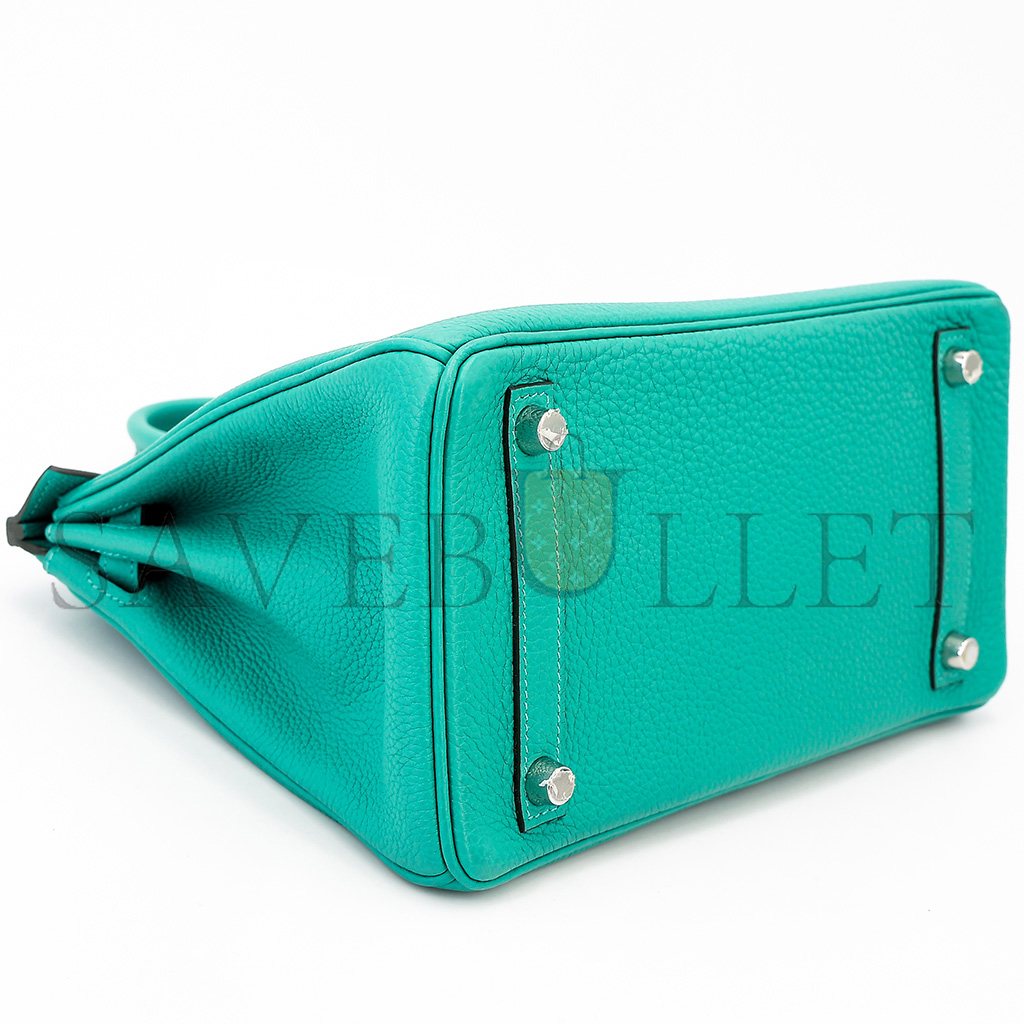 H**mes birkin 25 togo leather peacock blue silver buckle 1720000492 (25*20*13cm)