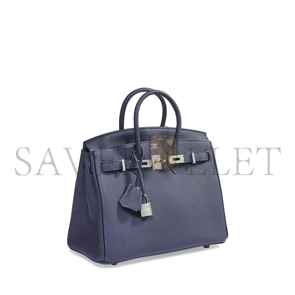 H**mes master birkin 30 togo leather midnight blue poppy orange silver buckle bag 454074 (30*23*15cm)