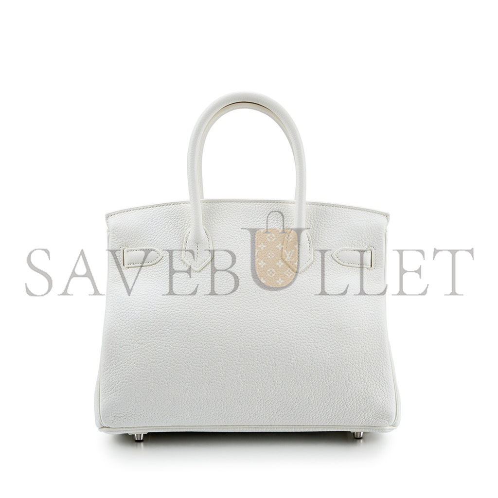 H**mes master birkin 30 togo leather white and pearl grey lizard leather handbag 6566521503 (30*23*15cm)