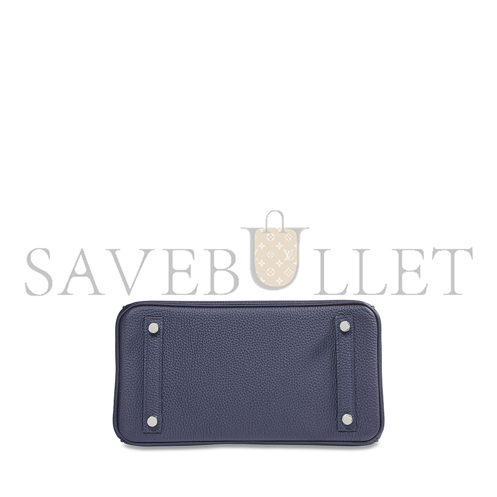 H**mes birkin 30 togo leather midnight blue poppy orange silver buckle bag 454074 (30*23*15cm)