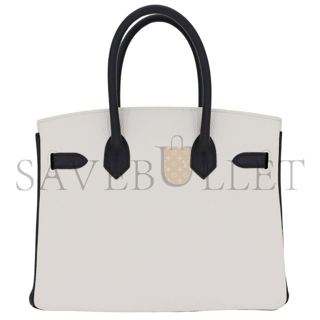 H**mes birkin 30 togo leather milkshake white silver buckle bag 2632222857052 (30*23*15cm)