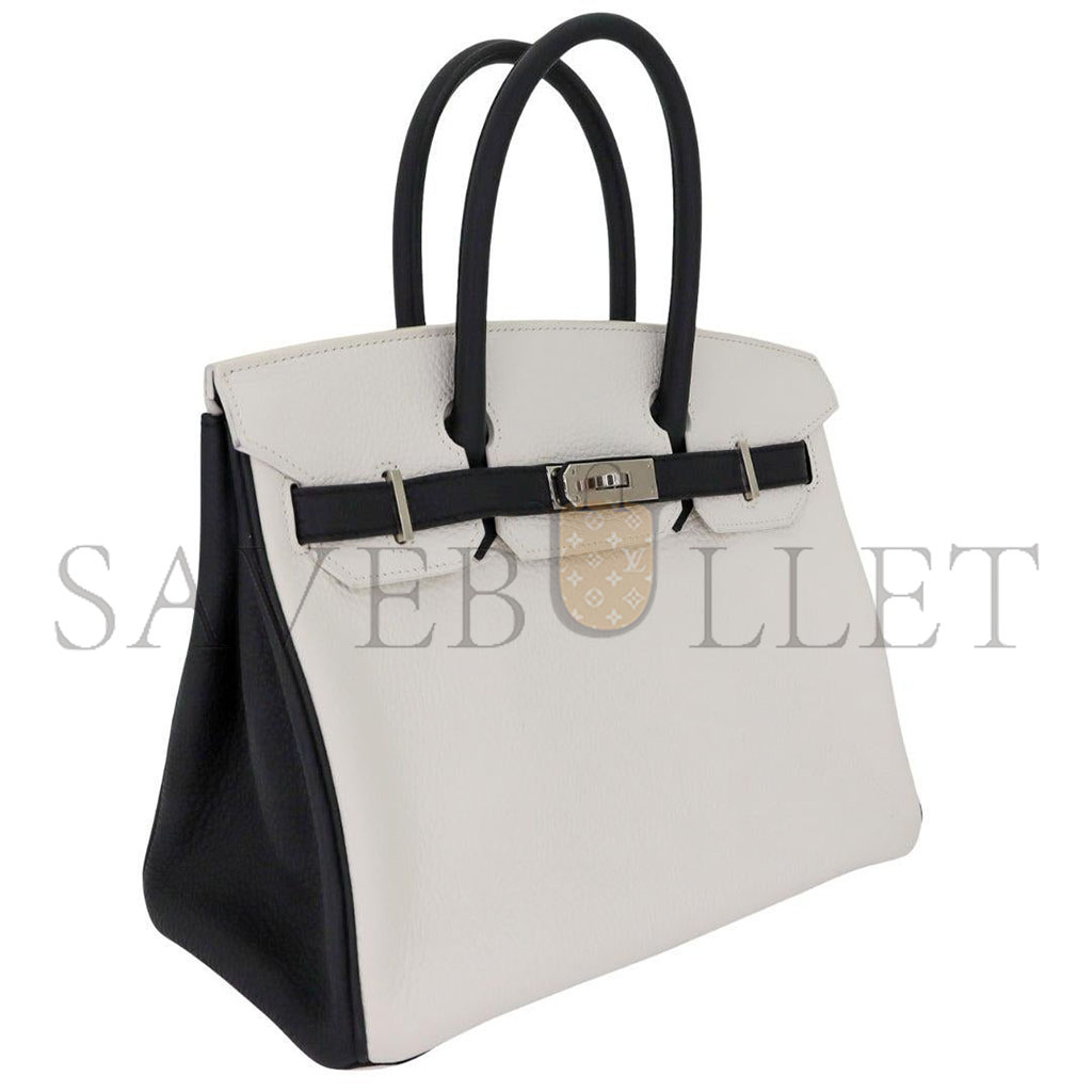 H**mes birkin 30 togo leather milkshake white silver buckle bag 2632222857052 (30*23*15cm)