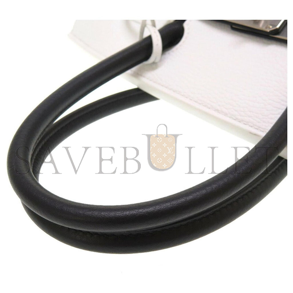 H**mes birkin 30 togo leather milkshake white and black silver buckle handbag 982147 (30*23*15cm)