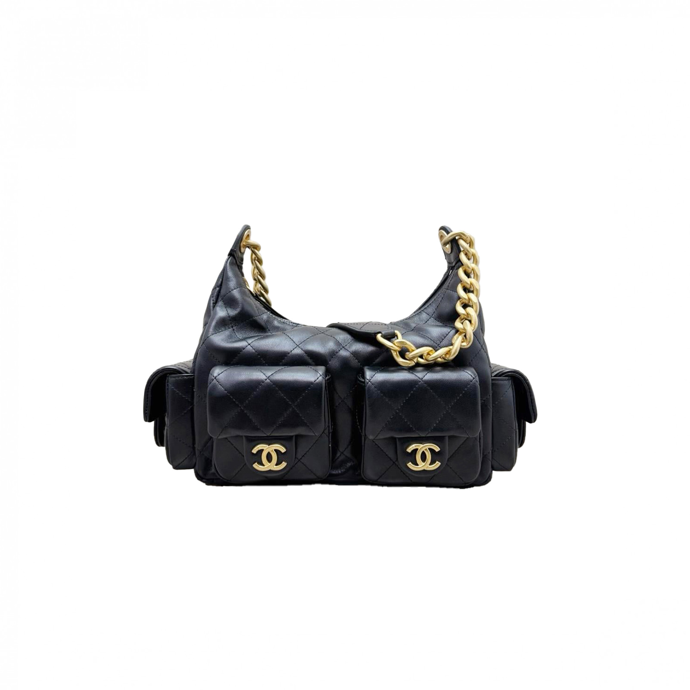 Ch*el shiny lambskin gold-tone metal black as5339 (31*22*15cm)