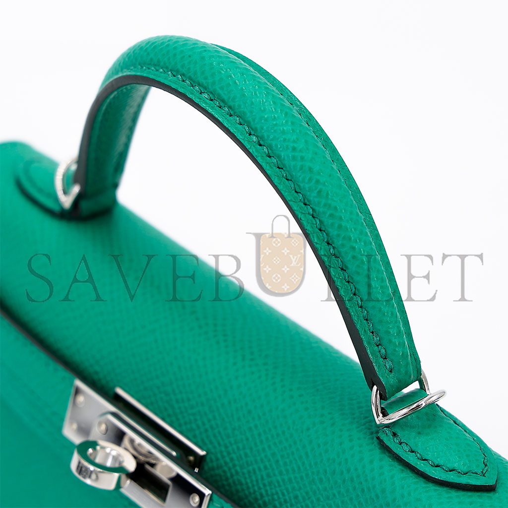 H**mes kelly 20 epsom vert jade handbag h083850ckab (19*12.5*5.5 cm)