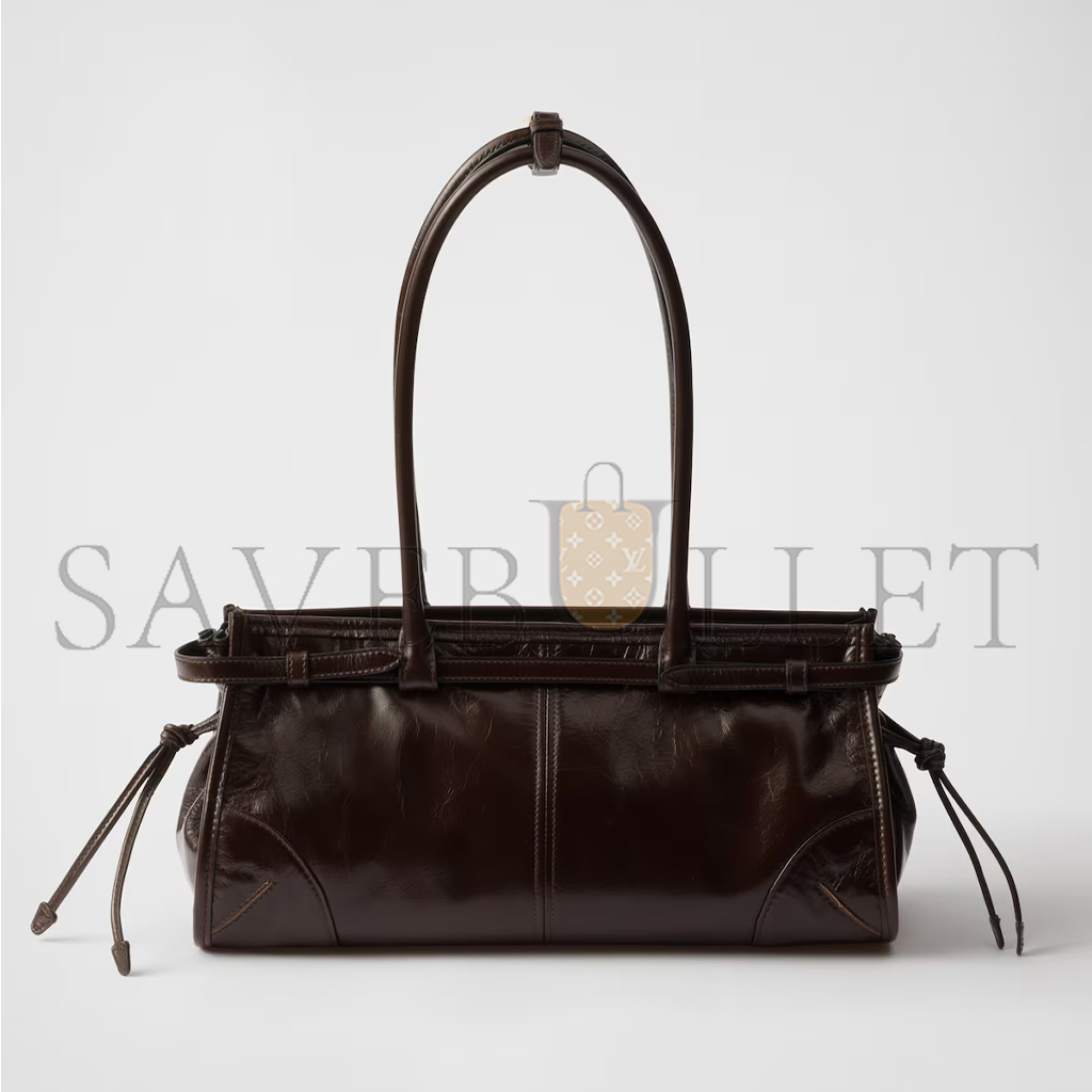 Pra*a bonnie medium leather handbag 1ba426 (32*15.5*12cm)