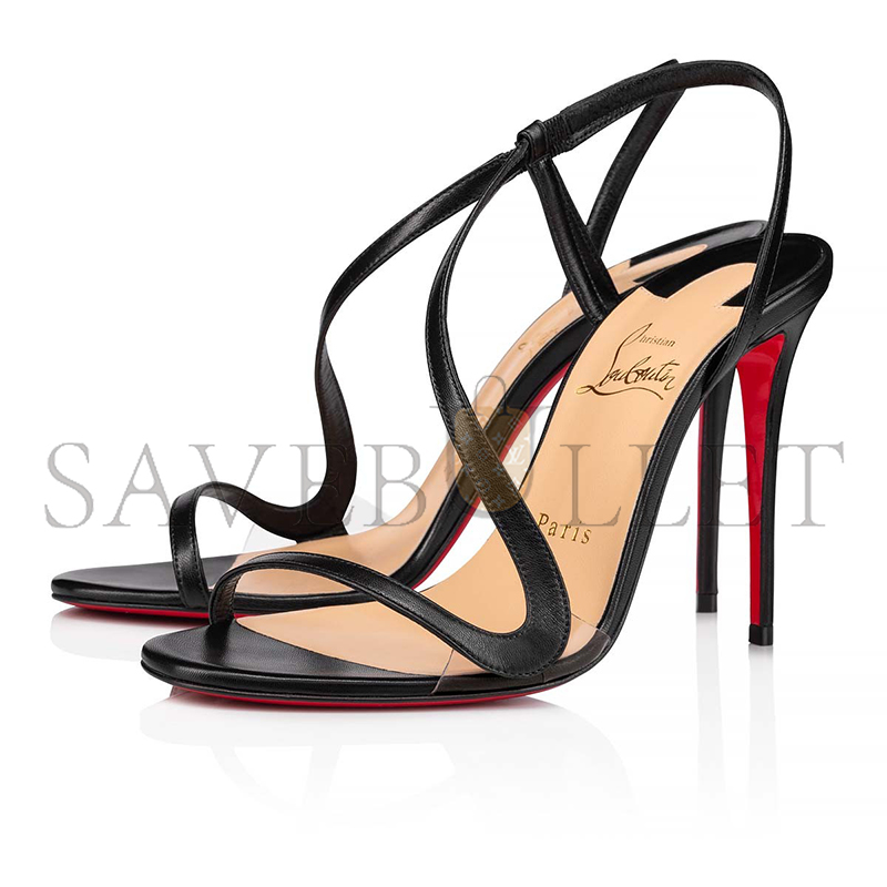 Ch**an louboutin rosalie 100 mm sandals-leather and pvc-black-women 3210190bk01