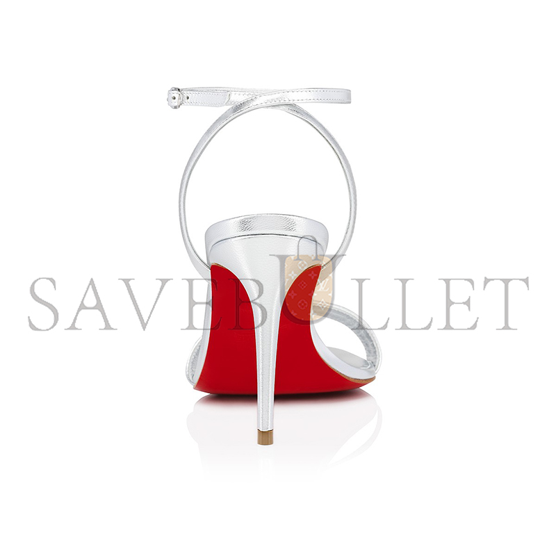 Ch**an louboutin loubigirl 85 mm strappy sandals-iridescent leather-silver-women 1240041s211