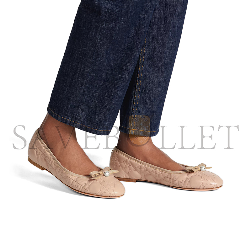 D*or ballet flat nude quilted cannage calfskin kdb877cqc_s21u
